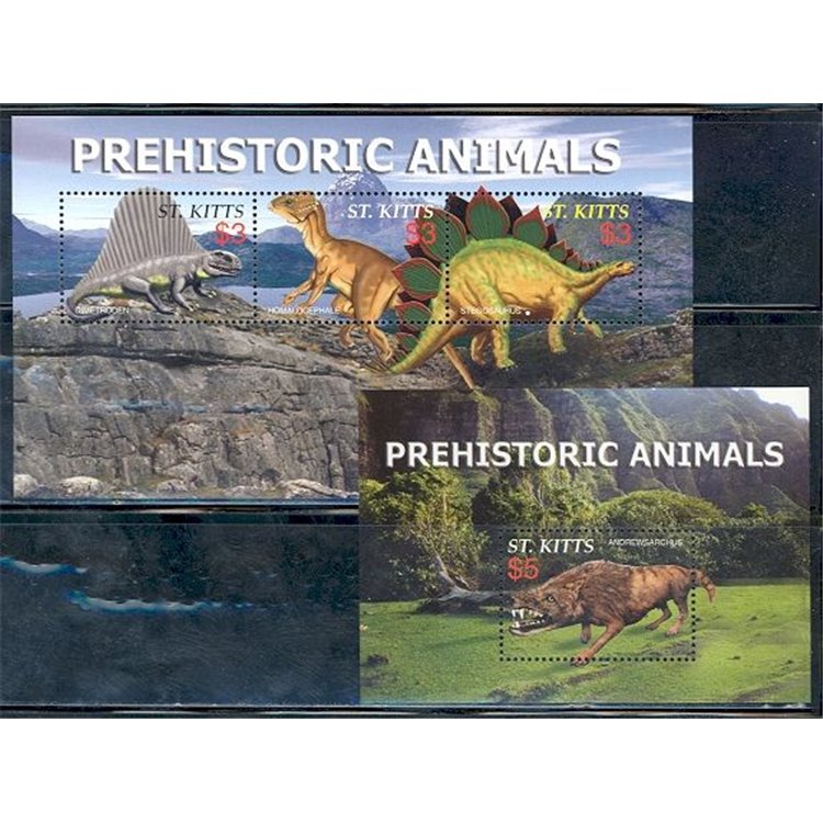 ST. KITTS 2005 Prehistoric Animals III 3v + 1 BF MNH**