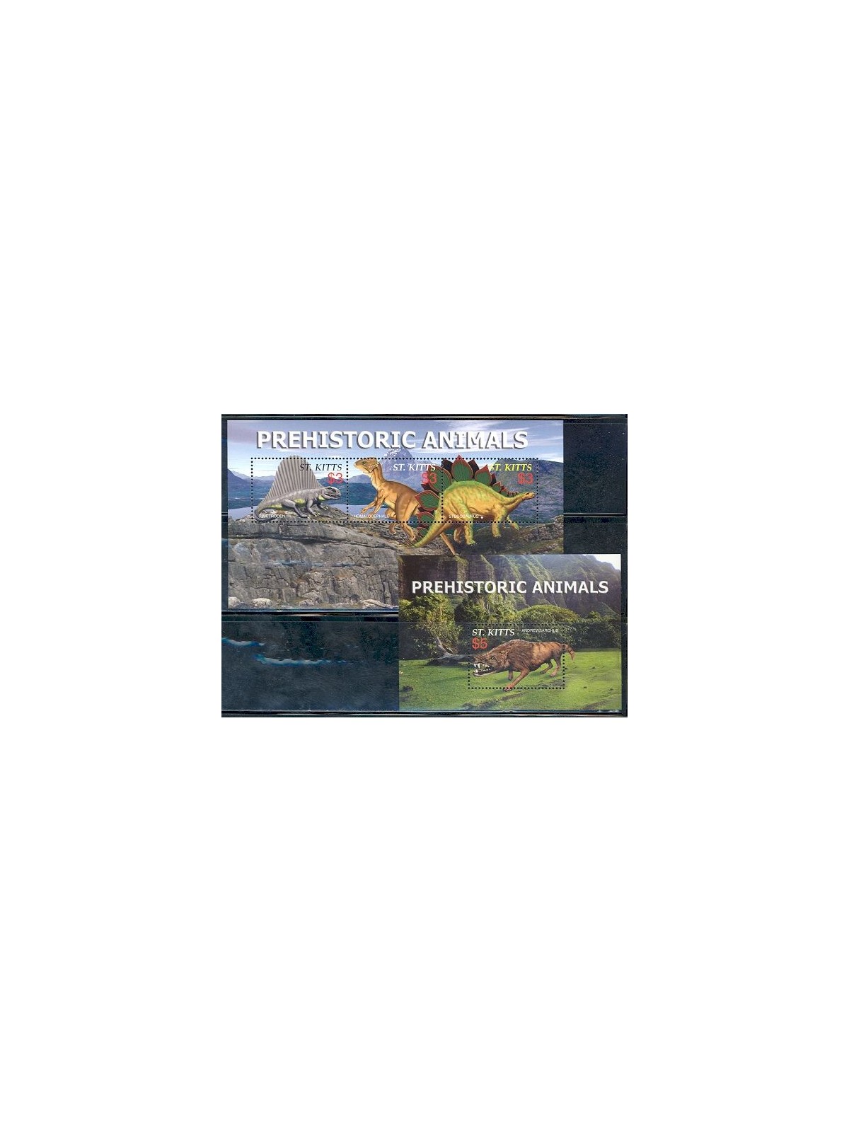 ST. KITTS 2005 Prehistoric Animals III 3v + 1 BF MNH**