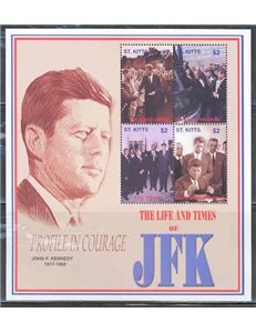 ST. KITTS 2002 John F. Kennedy (I) 4v in MNH sheet**