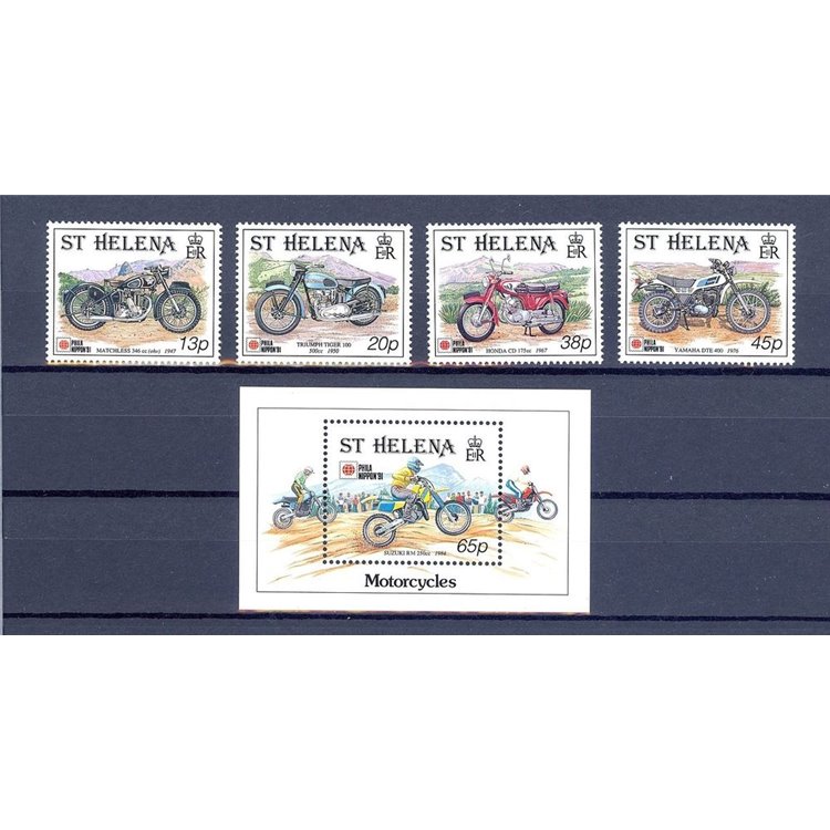 ST. HELENA 1991 Phila Nippon, motor cycles 4v + 1 s/s MNH**