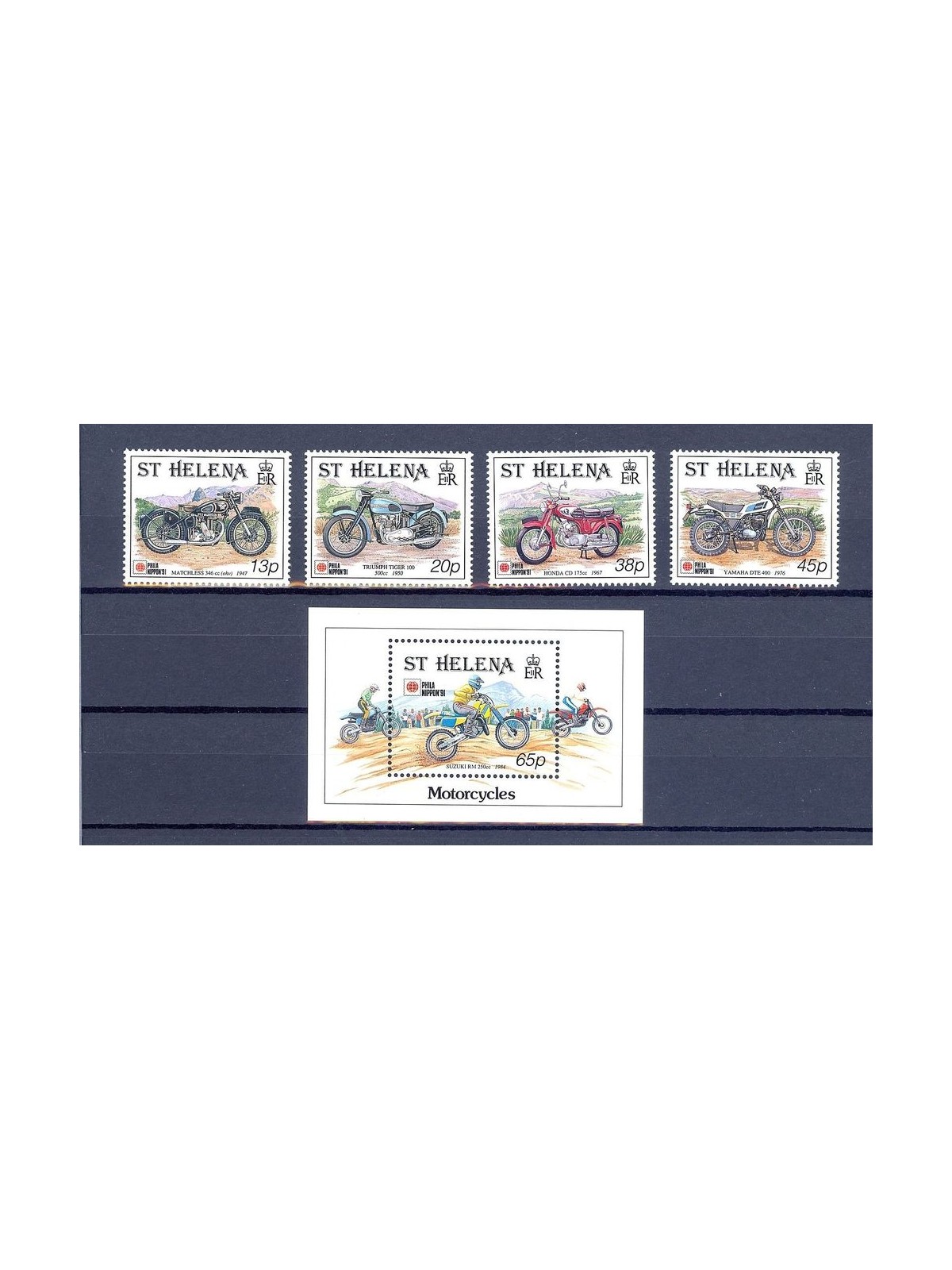 ST. HELENA 1991 Phila Nippon, motor cycles 4v + 1 BF MNH**