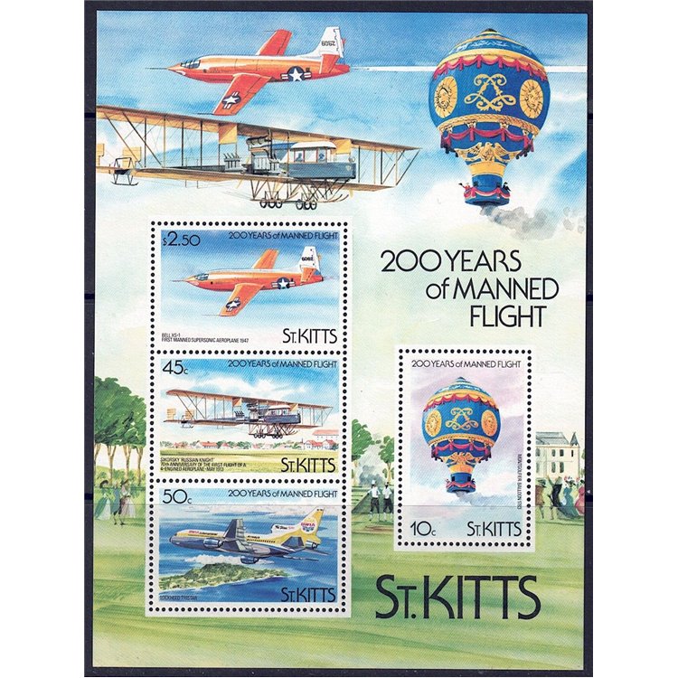 ST. KITTS 1983 Bicentenary of s/s MNH aviation**