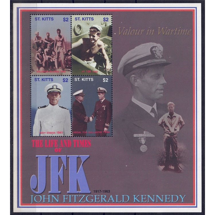 ST. KITTS 2002 John F. Kennedy (II) 4v in MNH sheet**