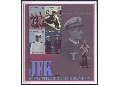 ST. KITTS 2002 John F. Kennedy (II) 4v in foglietto MNH**