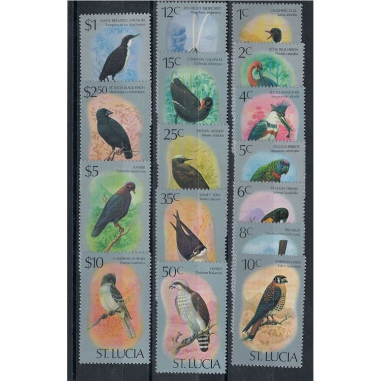 ST. LUCIA 1976 Fauna, uccelli 16v MNH**