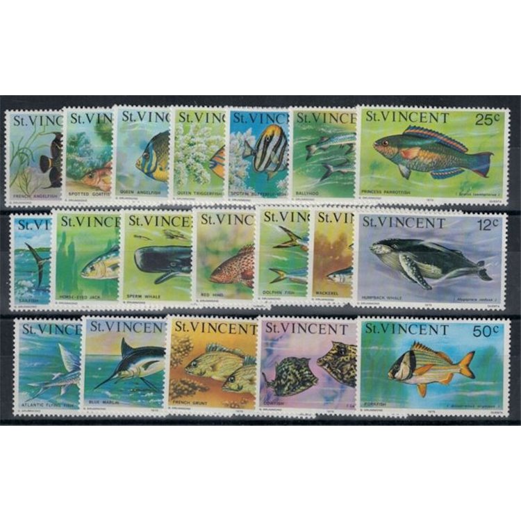 ST. VINCENT 1975 Definitives, Fish 19v MNH**