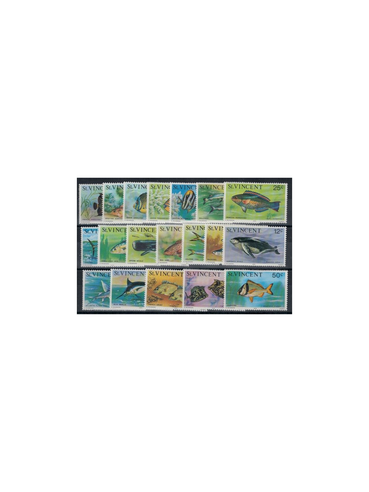 ST. VINCENT 1975 Definitives, Fish 19v MNH**