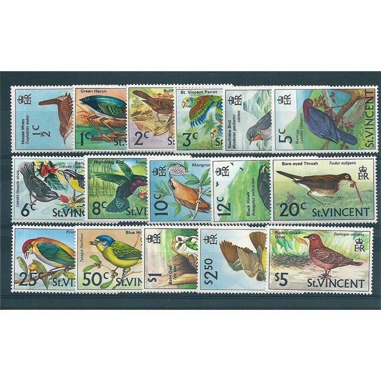 ST. VINCENT 1969/73 Definitives, birds 16v MNH**