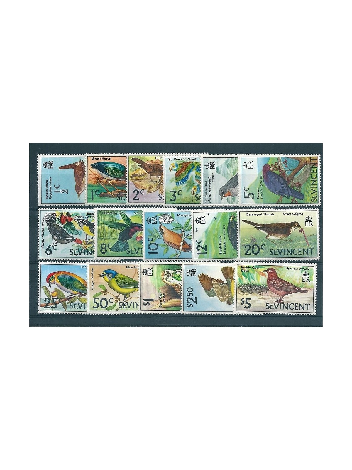 ST. VINCENT 1969/73 Definitives, birds 16v MNH**
