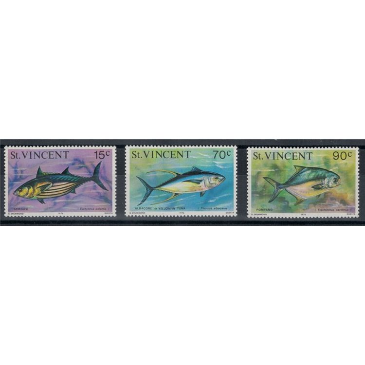 ST. VINCENT 1976 Definitives, Fish 3v MNH**