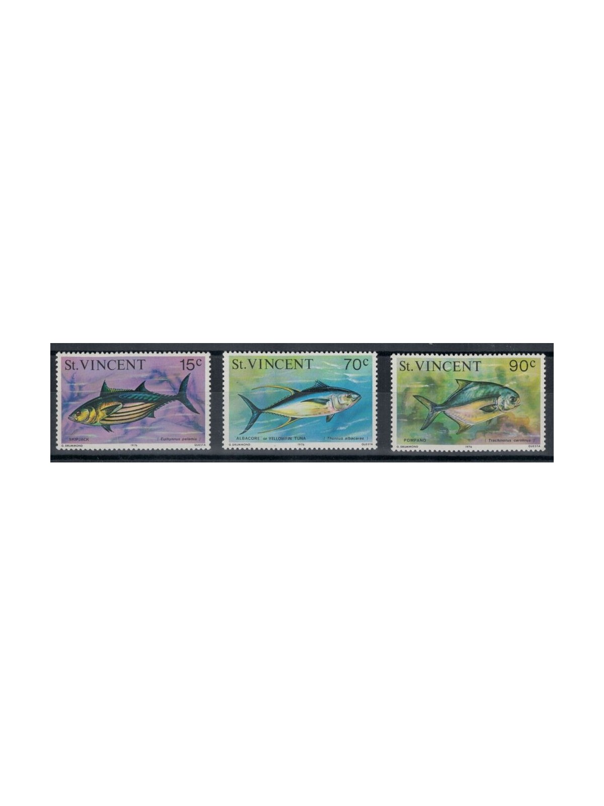 ST. VINCENT 1976 Definitives, Fish 3v MNH**