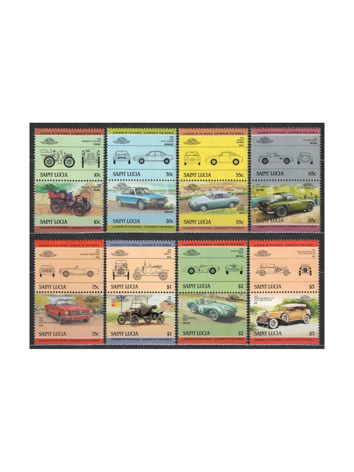 ST. LUCIA 1984 Automobili - Cars 8x2v MNH**