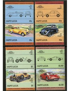 ST. LUCIA 1985 Cars - Automobiles 3rd Series 4x2v MNH**