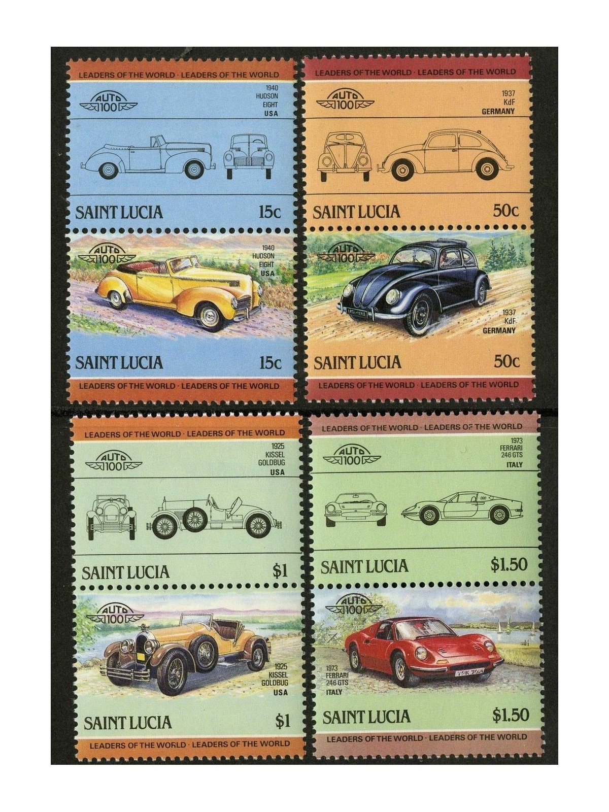 ST. LUCIA 1985 Cars - Automobiles 3rd Series 4x2v MNH**