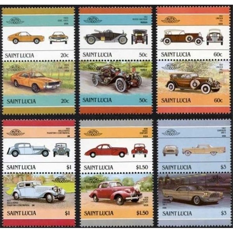 ST. LUCIA 1986 Cars - Automobiles 4th Series 6x2v MNH**