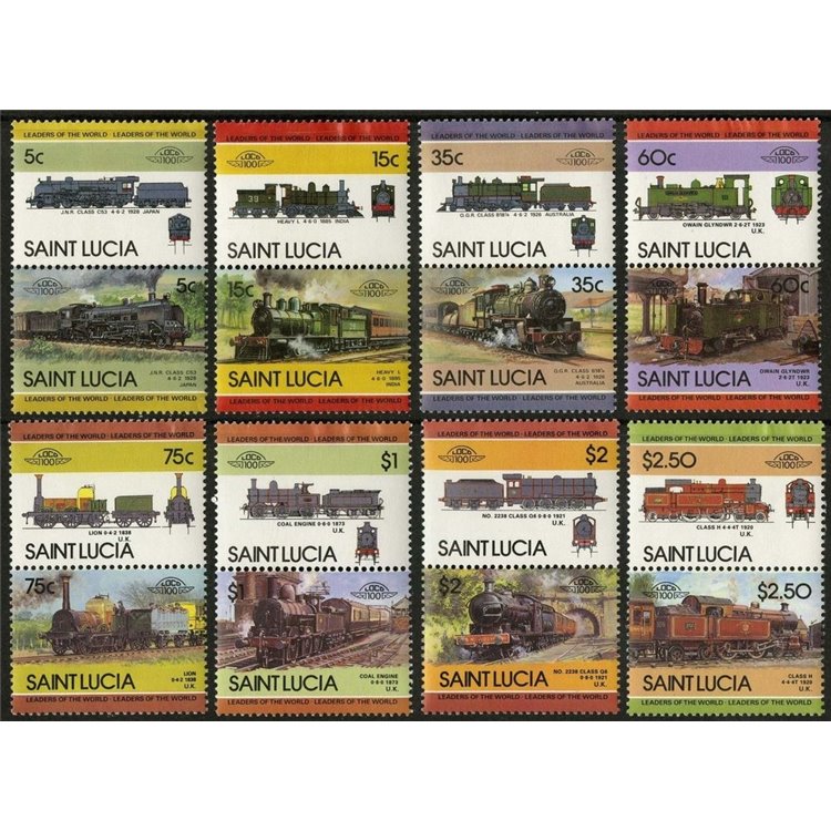 ST. LUCIA 1985 Trains, locomotives 16v MNH**