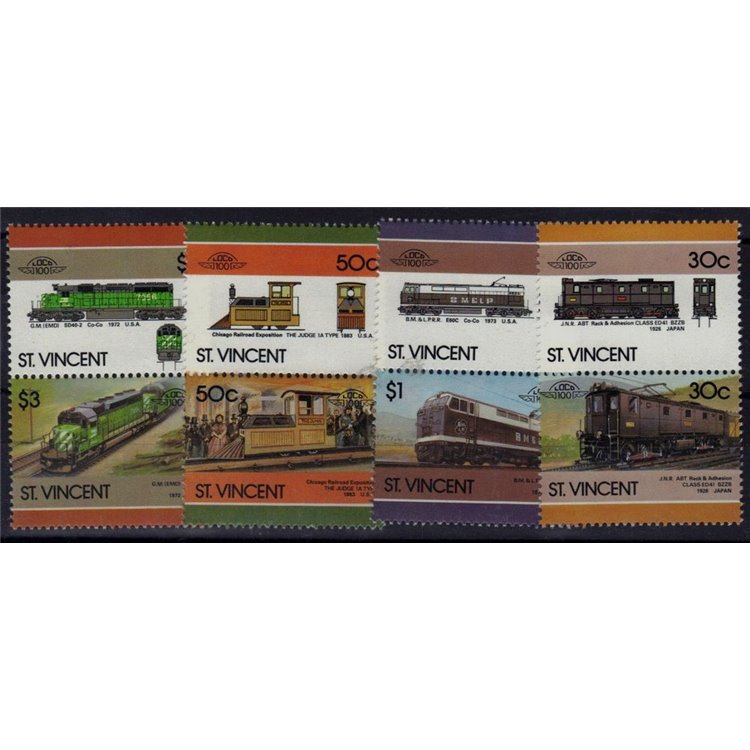 ST. VINCENT 1986 Treni, locomotive 8v MNH**