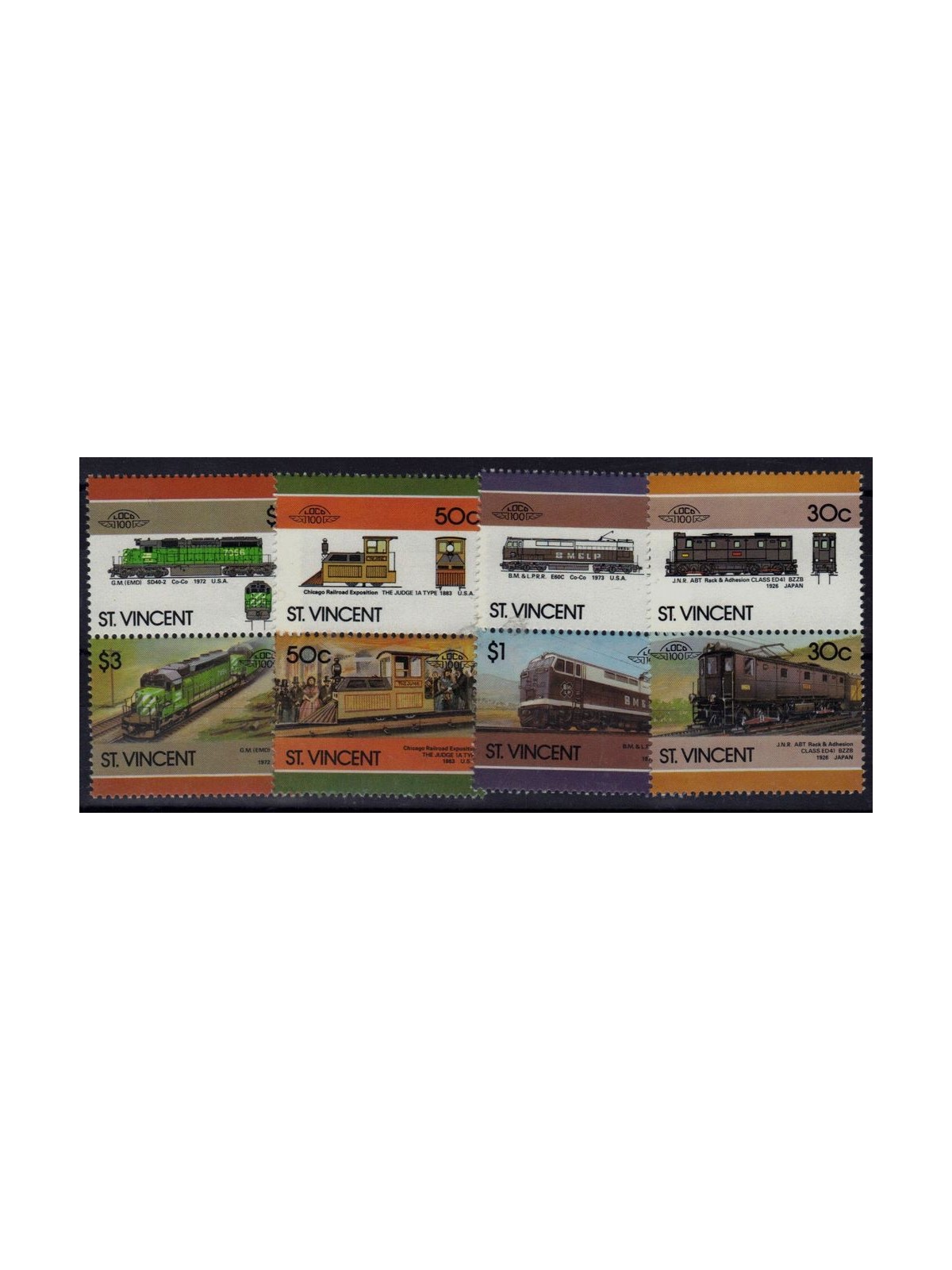ST. VINCENT 1986 Trains, locomotives 8v MNH**