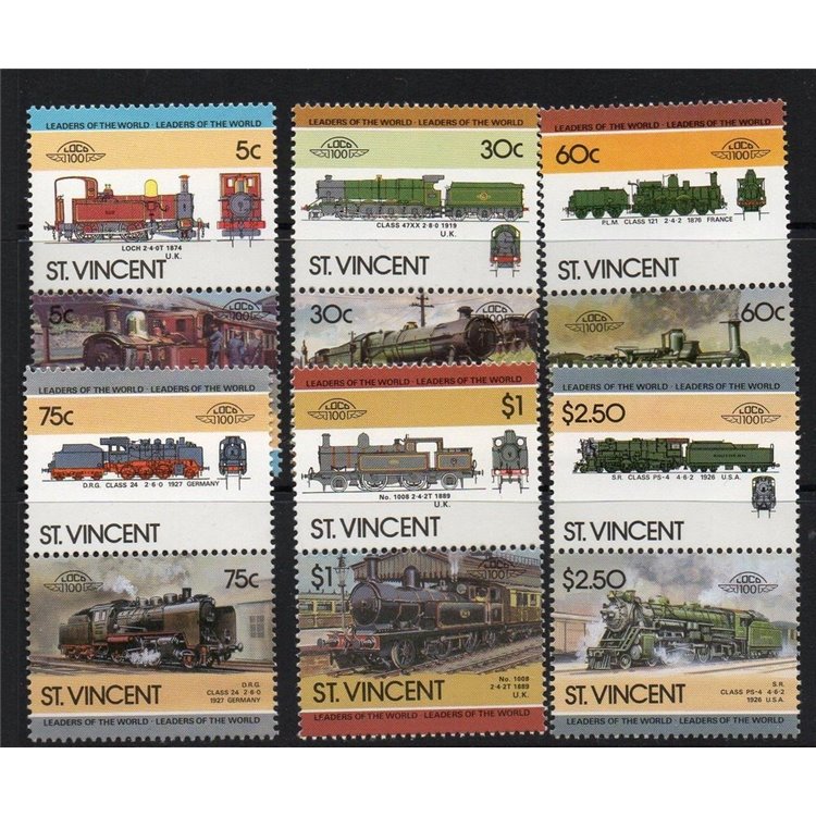 ST. VINCENT 1985 Trains, locomotives 8v MNH**