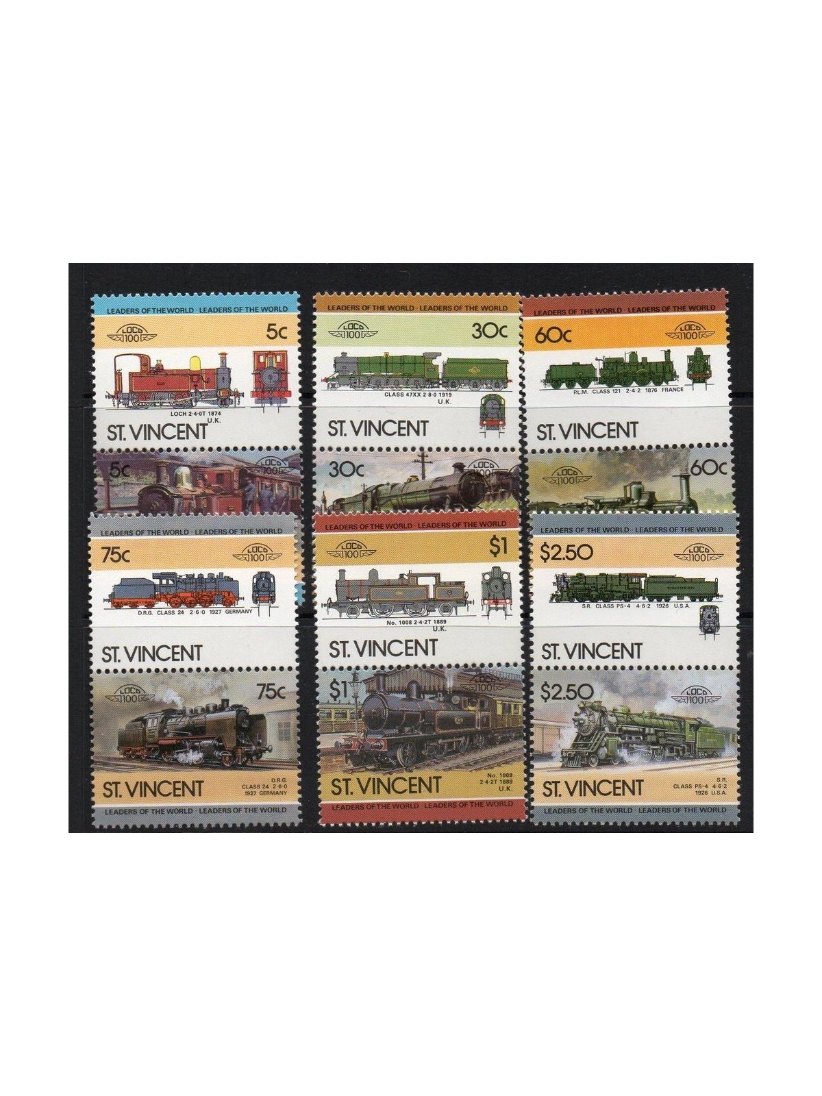 ST. VINCENT 1985 Trains, locomotives 8v MNH**