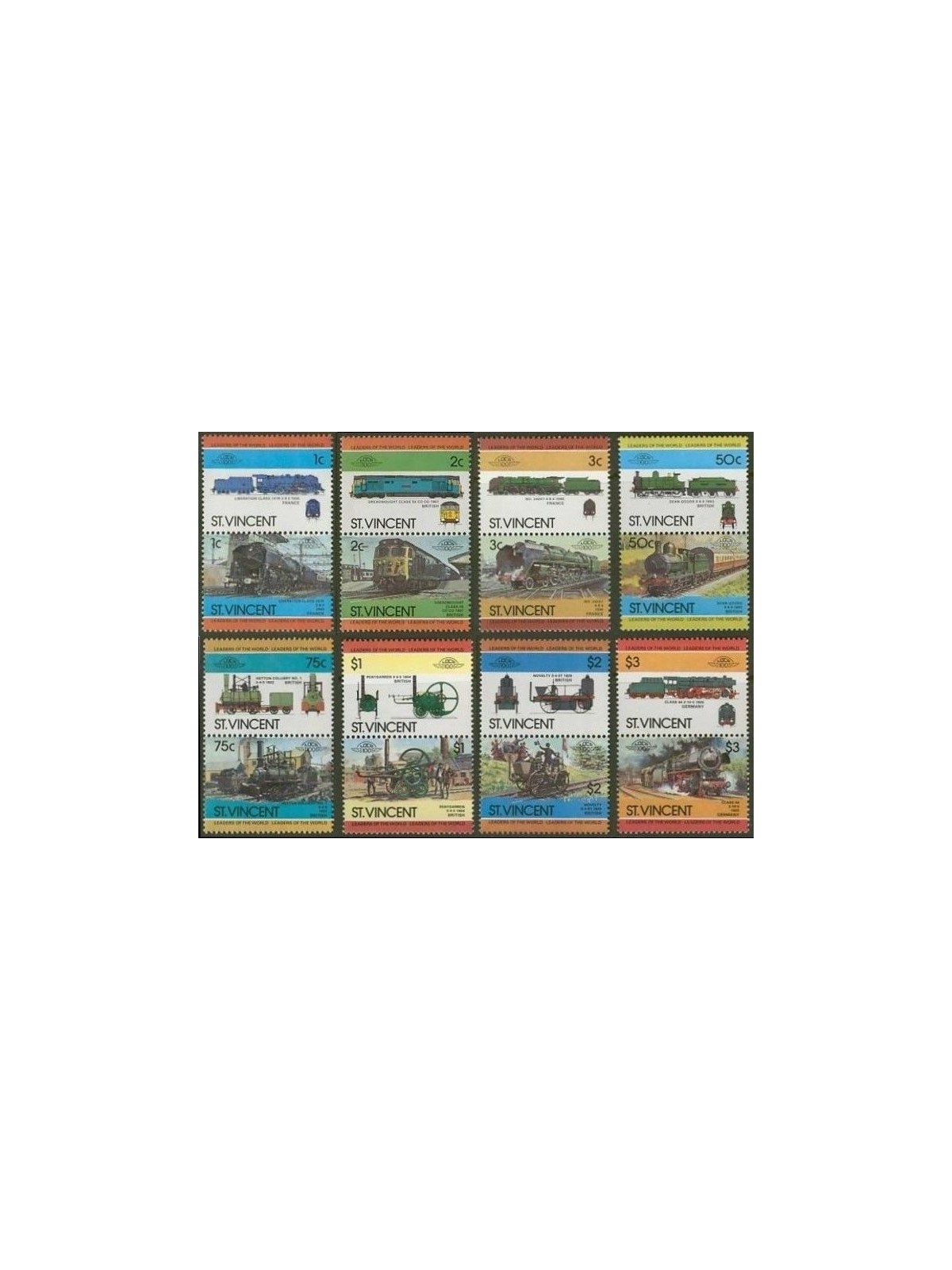 ST. VINCENT 1984 Trains, locomotives 16v MNH**