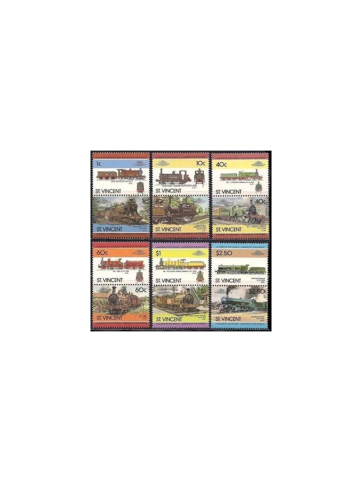 ST. VINCENT 1985 Treni, locomotive 4ª Serie 12v MNH**