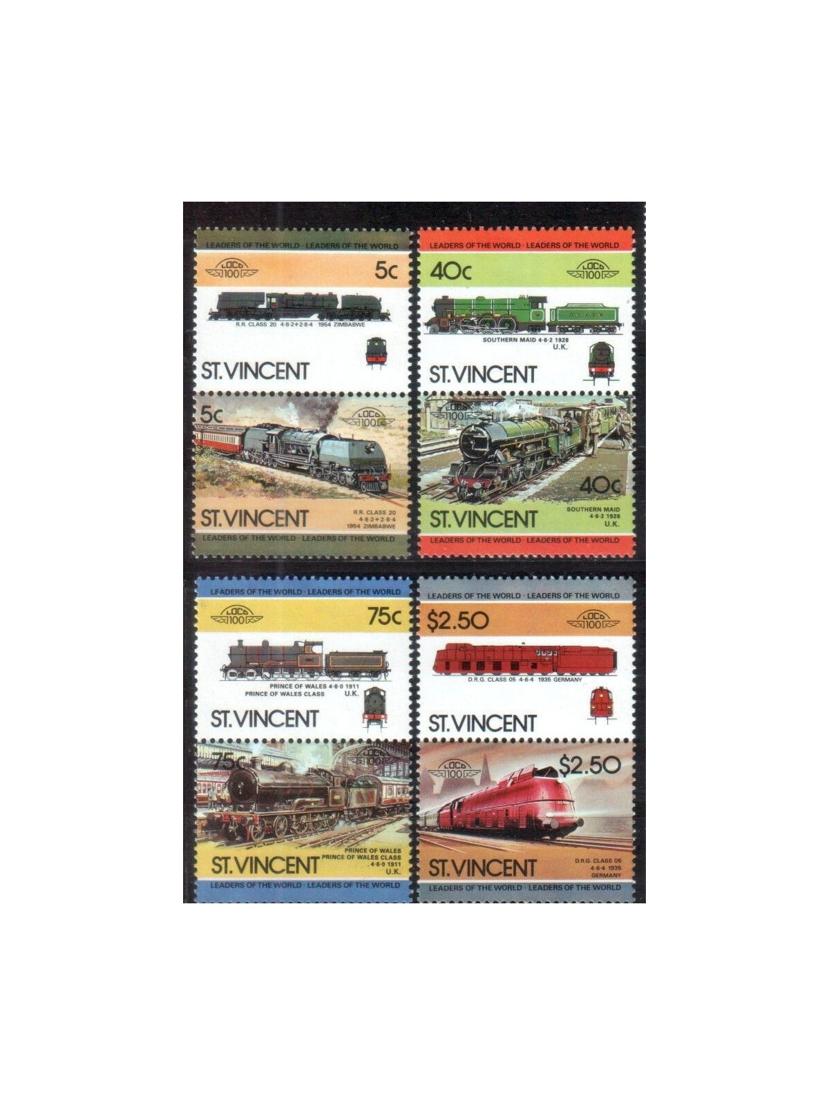 ST. VINCENT 1984 Trains, locomotives 8v MNH**
