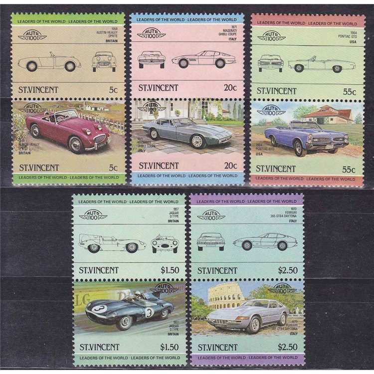 ST. VINCENT 1984 Cars - Automobiles 2nd Series 5x2v MNH**