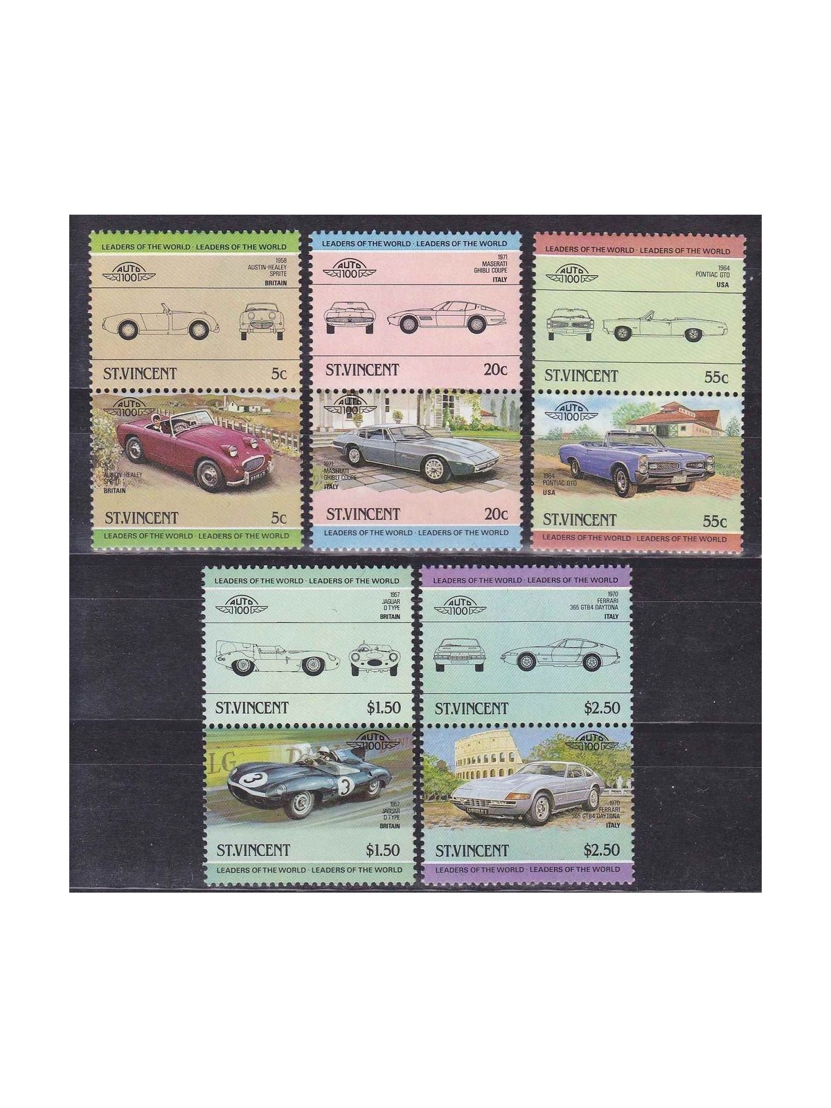 ST. VINCENT 1984 Automobili - Cars - Automobiles 2ª Serie 5x2v MNH**
