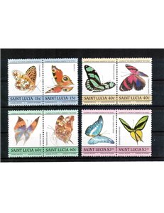 ST. LUCIA 1985 Butterflies 4x2v MNH**