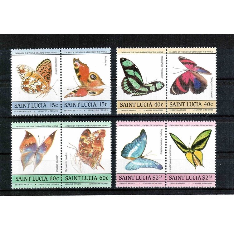 ST. LUCIA 1985 Farfalle - Butterflies 4x2v MNH**