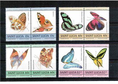 ST. LUCIA 1985 Farfalle - Butterflies 4x2v MNH**