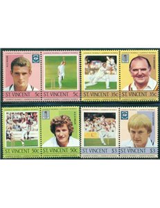 ST. VINCENT 1985 Cricket players 4x2v MNH**