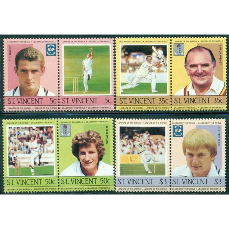ST. VINCENT 1985 Cricket players 4x2v MNH**