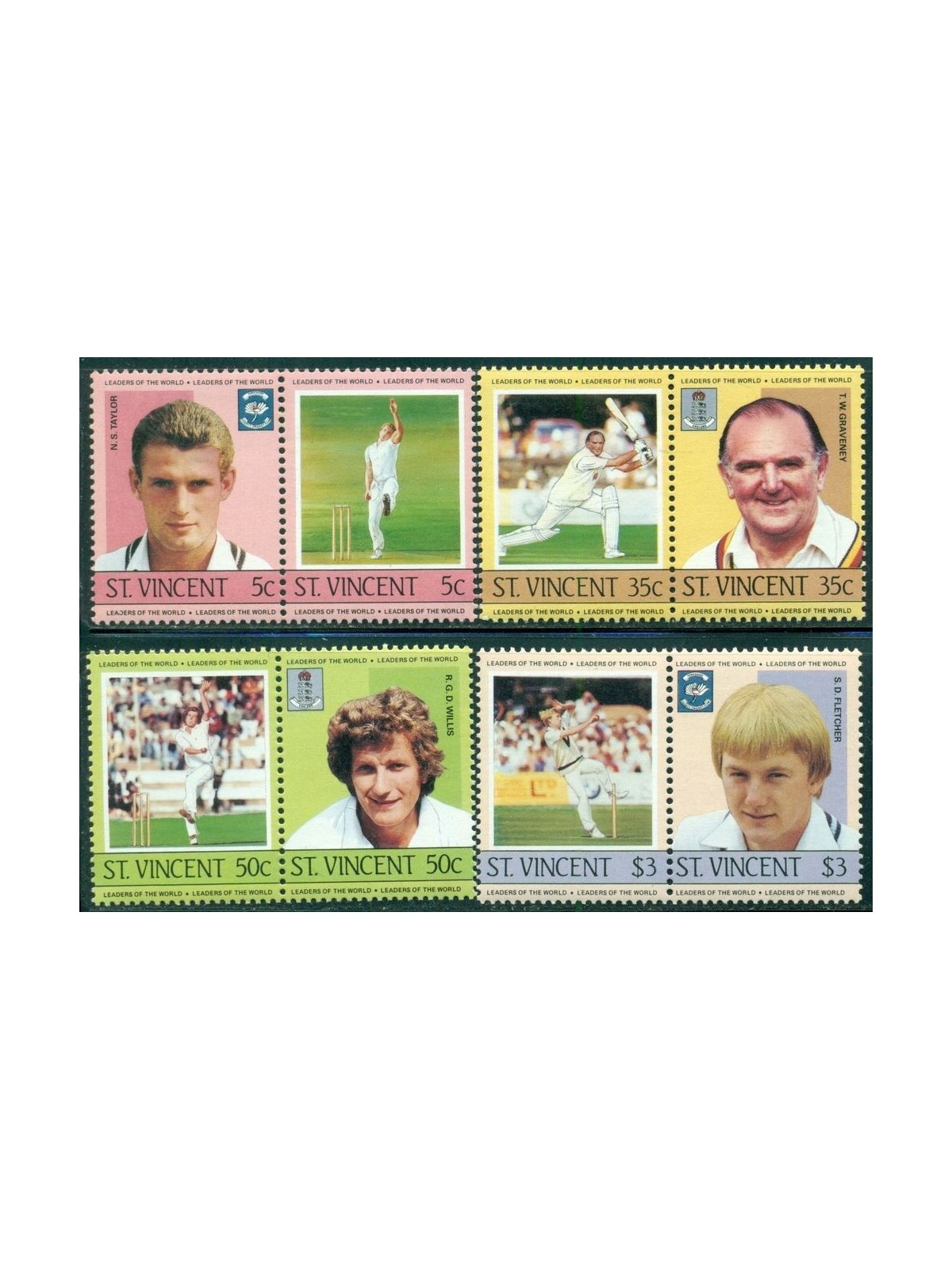 ST. VINCENT 1985 Cricket players 4x2v MNH**