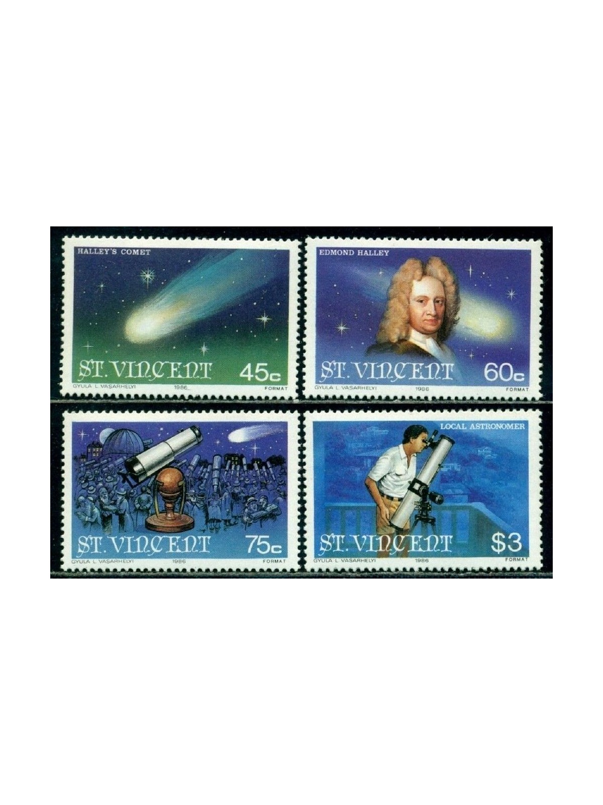 ST. VINCENT 1986 Cometa di Halley - Halley's comet 4v MNH**