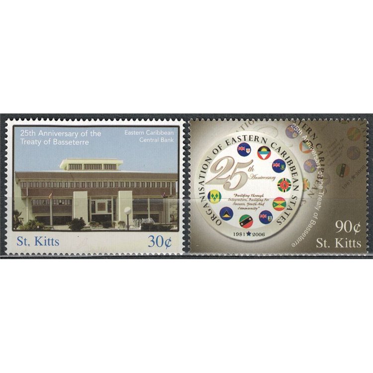 ST. KITTS 2006 25 years treaty of Basseterre 2v MNH**