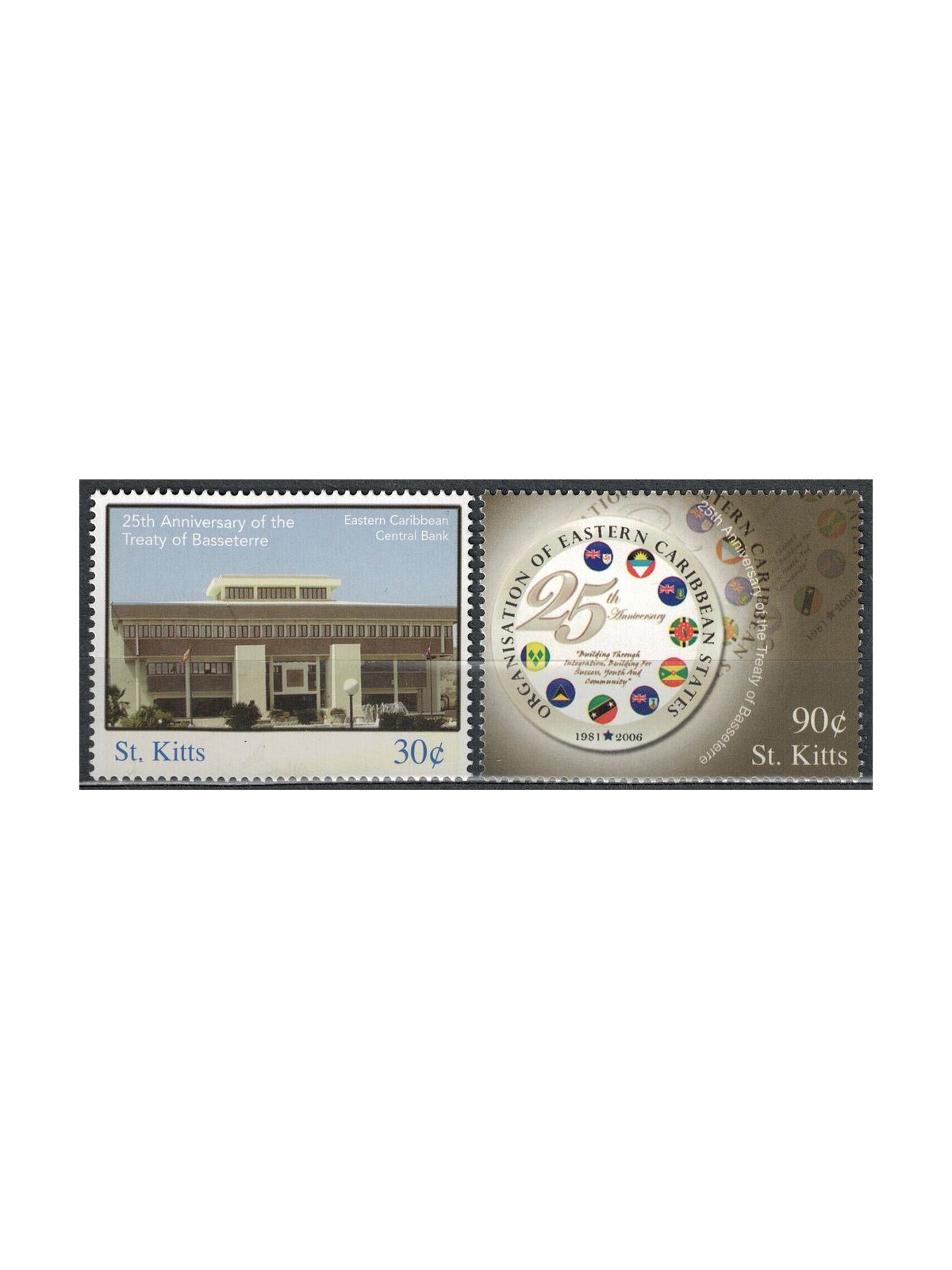 ST. KITTS 2006 25 years treaty of Basseterre 2v MNH**