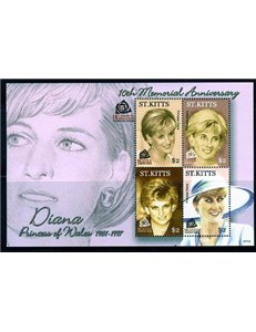 ST. KITTS 2007 Death of Diana anniversary 4v in MNH leaflet**