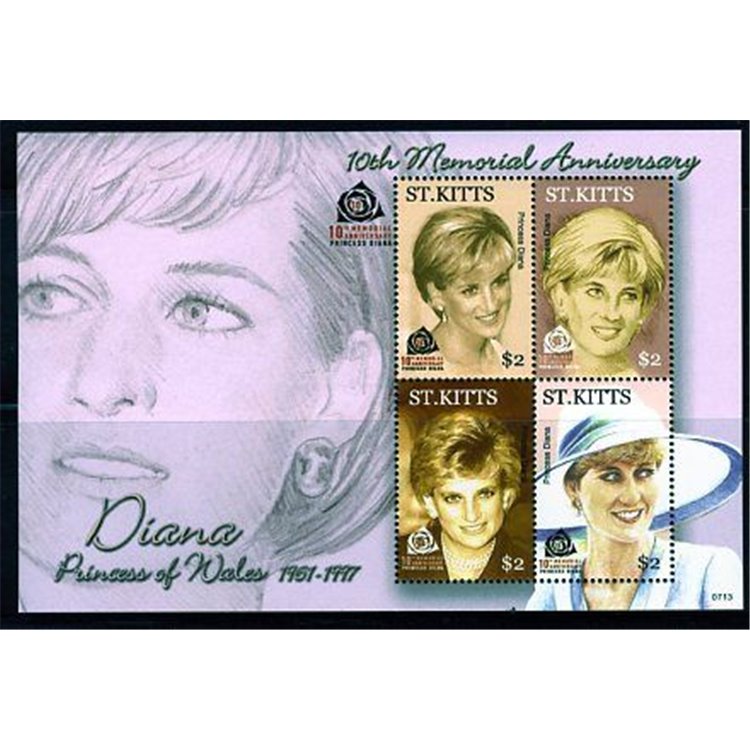 ST. KITTS 2007 Death of Diana anniversary 4v in MNH leaflet**
