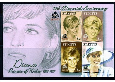 ST. KITTS 2007 Death of Diana anniversary 4v in MNH leaflet**