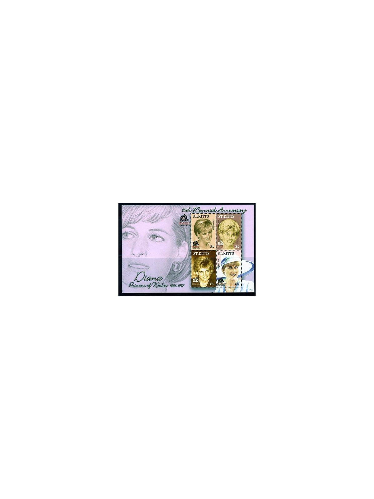 ST. KITTS 2007 Death of Diana anniversary 4v in MNH leaflet**