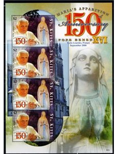 ST. KITTS 2008 Pope Benedict XVI visits the Lourdes Sanctuary sheetlet MNH**