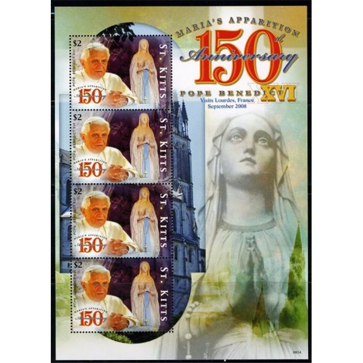 ST. KITTS 2008 Pope Benedict XVI visits the Lourdes Sanctuary sheetlet MNH**