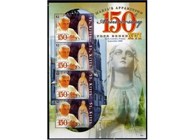 ST. KITTS 2008 Pope Benedict XVI visits the Lourdes Sanctuary sheetlet MNH**