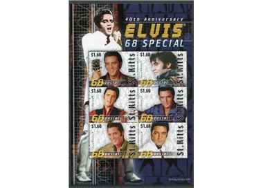 ST. KITTS 2008 Elvis Presley, 68 special 6v in foglietto MNH**