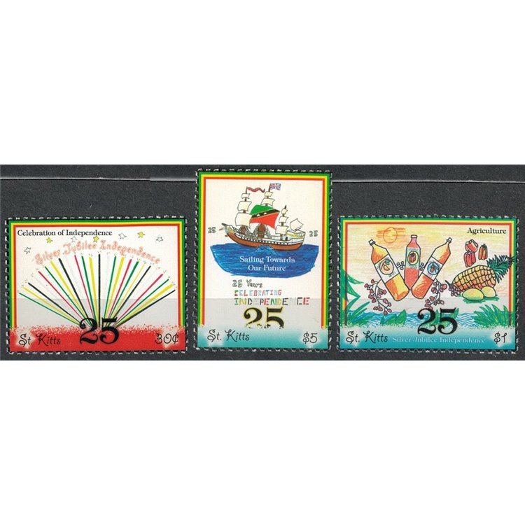 ST. KITTS 2008 Silver Jubilee of Independence 3v MNH**