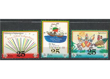 ST. KITTS 2008 Silver Jubilee of Independence 3v MNH**