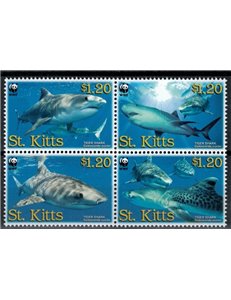ST. KITTS 2007 Tiger Sharks 4v MNH**