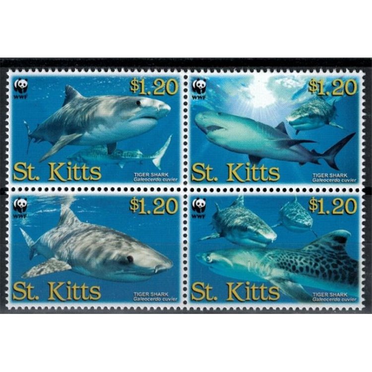 ST. KITTS 2007 Tiger Sharks 4v MNH**